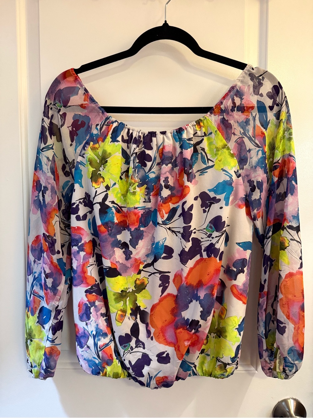 Alice + Olivia 100% SILK Colorful Floral Blouse Coquette Girlhoodcore - Picture 2 of 7